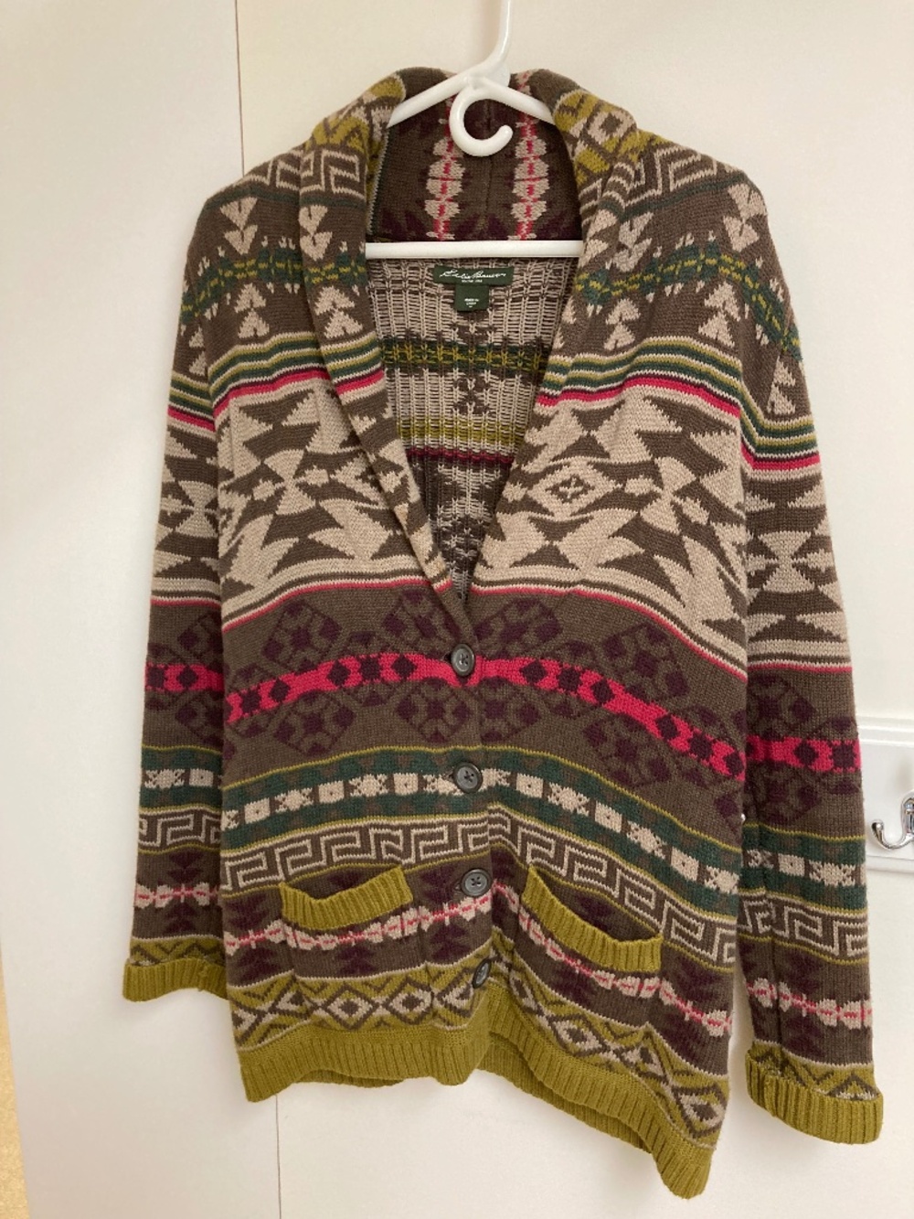 Eddie Bauer VINTAGE Western cardigan with pockets and shawl collar, M